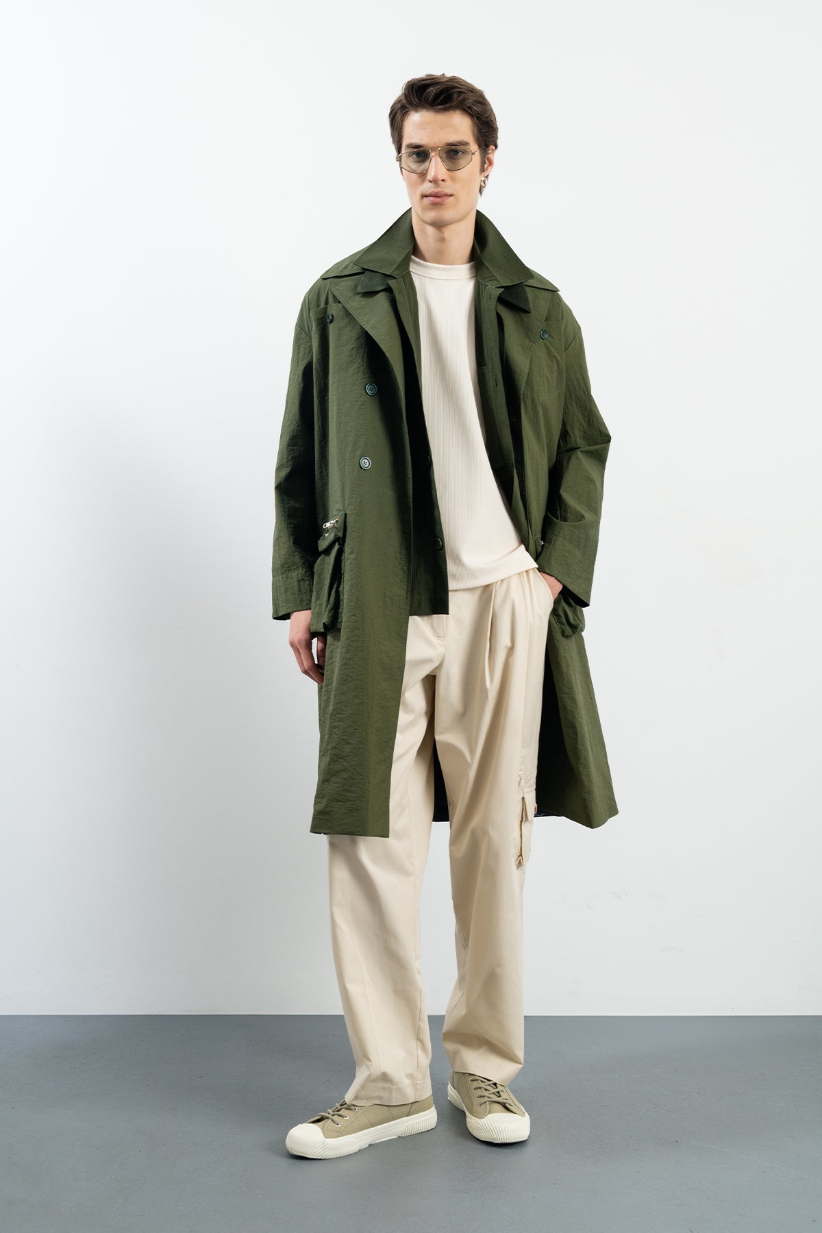 SOLID TRENCHCOAT - KHAKI